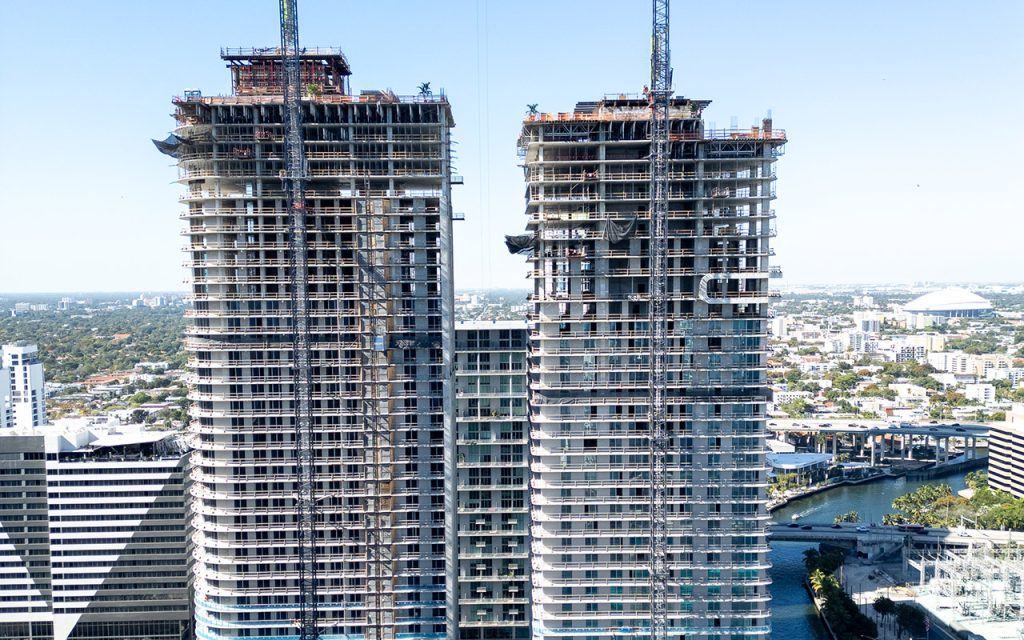 One Brickell Riverfront Towers Top Off in Brickell
