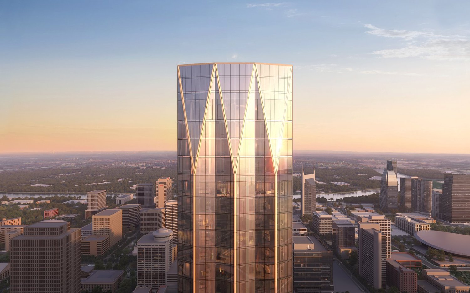 Goettsch Partners Unveils New Renderings for Nashville's Tallest Tower