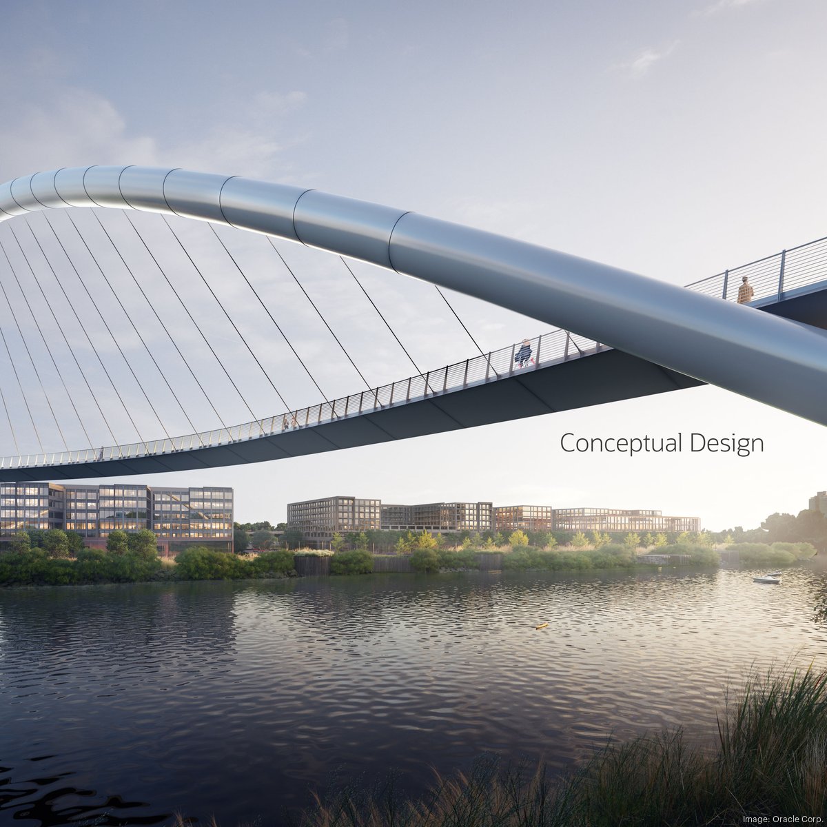 Oracle Corp. riverfront campus pedestrian bridge rendering ...